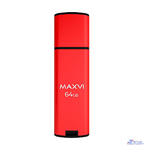 Maxvi USB Drive 64GB MP2 red, монолит с колпачком, ABS пластик + металл, USB 2.0