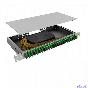 NTSS Кросс 19" NTSS PREMIUM, предсобранный 1U, 16 портов SC/APC duplex, 9/125 мкм, (сплошная панель, розетки, сплайс, КДЗС, пигтейлы) NTSS-RFOB-PM-1U-16-2SC/A-9-SP1.5G0A