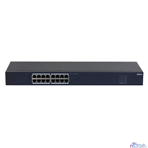 DAHUA DH-SF1016 16-портовый неуправляемый коммутатор, 16xRJ45 100Mb, коммутация 3.2 Гбит/с, MAC-таблица 8К, металл