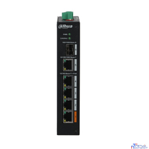 DAHUA DH-PFS3106-4ET-60 4-портовый неуправляемый коммутатор с PoE, уличное исполнение, 4xRJ45 100Mb PoE, 1xRJ45 1Gb + 1xSFP 1Gb uplink, суммарно 60Вт, коммутация 6.8 Гбит/с, MAC-таблица 8К