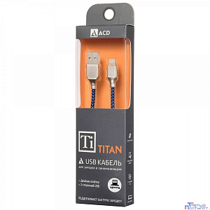 Кабели USB ACD USB кабель ACD-Titan Lightning ; USB-A Нейлон, 1м, сине-черный (ACD-U927-P5L)