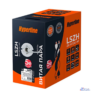 Кабель информационный Hyperline UUTP4R-C5E-S24-IN-LSZH-GY-305 кат.5E UTP 4 пары 24AWG LSZH внутренний 305м серый