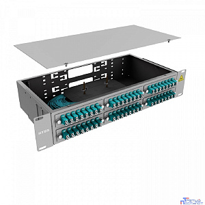 NTSS Кросс 19" NTSS PREMIUM, предсобранный 2U, 32 порта LC/UPC duplex, 50/125 мкм ОМ3, (розетки, сплайс 2шт, КДЗС, пигтейлы) NTSS-RFOB-PM-2U-32-2LC/U-503-SP1.5G1A