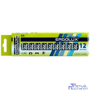 Ergolux Alkaline  BP12 LR6  (ПРОМО, LR6 BP12, пальчиковая батарейка АА 1.5В)