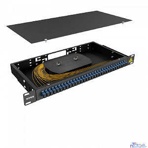 NTSS Кросс 19" NTSS PREMIUM, предсобранный 1U, 32 порта SC/UPC, 9/125 мкм, (сплошная панель, розетки, сплайс, КДЗС, пигтейлы), черный, RAL9005 NTSS-RFOB-PM-1U-32-SC/U-9-SP1.5G0A-BL