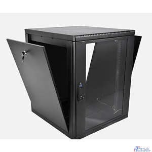ЦМО Шкаф телекоммуникационный настенный разборный 12U (600 x 520) съемные стенки, дверь стекло, цвет черный (ШРН-М-12.500-9005)