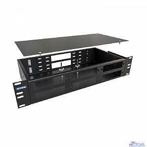 NTSS Кросс NTSS оптический 19'' укомплектованный 2U, 48 портов LC/APC duplex, 9/125 мкм (планки, сплайс-кассета 3шт, пигтейлы, КДЗС, адаптеры) черный RAL 9005 NTSS-RFOB-2U-48-2LC/A-9-SP1.5G1AY-BL