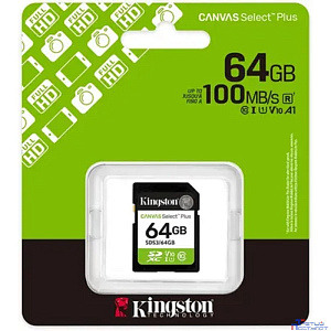 SecureDigital 64GB Kingston SDS3/64GB Canvas Select Plus V10 w/o adapter