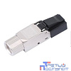 Hyperline PLUD-A-8P8C-S-C6A-SH Разъем полевой оконцовки RJ-45 (8P8C) под витую пару, угловой, для одножильного кабеля, toolless, категория 6A, экранированный, накручивающийся хвостовик, IDC