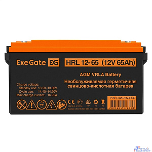 Exegate EX297559RUS Аккумуляторная батарея ExeGate HRL 12-65 (12V 65Ah, болт М6)