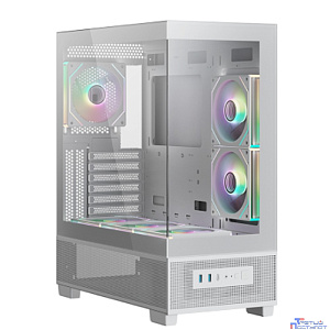XASTRA Корпус Q500 3ARGB-C10 White ATX/Aquarium/Screewless/ 3x120mm ARGB PWM FM fans/Argb+PWM HUB 10port/ Q500-3FM12A-C10-WH
