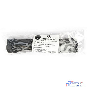 Cablexpert Хомуты-липучки на основе ленты Velcro® VT-200x11BK  200 x 11 мм, черные (12 шт.)