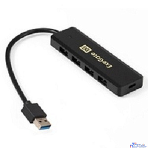Exegate EX293980RUS USB-Хаб (концентратор) ExeGate DUB-4P/1 (кабель-адаптер USB3.0 --> 4xUSB3.0, Plug&Play, черный)