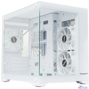 Case HSPD F330, Panoramic Mini-tower, White, TG, 0.5 SPCC, 3x120mm ARGB (FN027) mATX, mITX 160/400/200mm 1x2.5", 2x3.5", 4xPCI 1xUSB-C 3.0, 2xUSB-A1.0 428x280x375mm