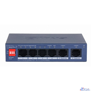 DAHUA DH-CS4006-4GT-36 4-портовый гигабитный PoE коммутатор с функцией облачного управления, 4 RJ45 10/100/1000Мбит/с (PoE/PoE+), 2 RJ45 10/100/1000Мбит/с (uplink)