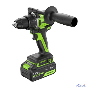 Greenworks GD24DD90 Дрель-шуруповерт аккумуляторная,  24V, 90 Нм, бесщеточная, 45/90Нм,1х4Ач,ЗУ,кор [3707507CUB]