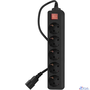 PC PET Сетевой фильтр AP01006-E-B 1.8м (5 розеток, входн.вилка IEC 320,выход.роз.EURO/RUS), черный {619892}