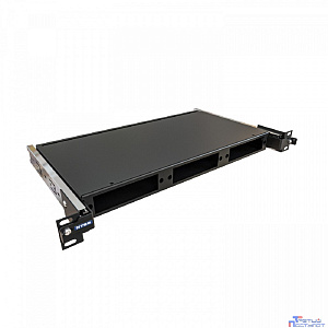 NTSS Кросс NTSS оптический выдвижной 19'' укомплектованный 1U, 8 портов SC/UPC, 50/125 мкм (планки, сплайс-кассета, пигтейлы, КДЗС, адаптеры) черный RAL 9005 NTSS-RsFOB-1U-8-SC/U-50-SP1.5G1AY-BL