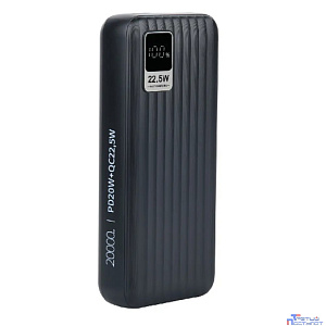 Perfeo Powerbank WATERFALL 20000 mAh/LED дисплей/PD + QC 3.0/Type-C/2 USB/Выход: 5A, max 22.5WBlack (PF_E1471)