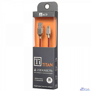 Кабели USB ACD USB кабель ACD-Titan MicroUSB ; USB-A Нейлон, 1м, красно-черный (ACD-U927-M1R)