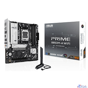 ASUS PRIME B850M-A WIFI (Socket AM5, mATX, 4xDDR5(256GB), 2*DP/HDMI, 1xPCIe 5.0x16/1xPCIe 4.0x16, 1xLAN (2.5GbE), Wi-Fi 6E, BT, 4xSATA 6Gb/s, 3xM.2, 4xUSB 3.1, 4xUSB 2.0)