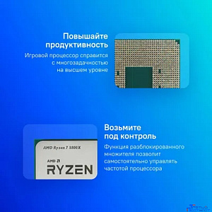 CPU AMD Ryzen 7 5800X BOX (100-100000063WOF) {3,80GHz, Turbo 4,70GHz, Without Graphics AM4} BOX (без кулера)