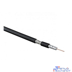 Hyperline COAX-RG6-100 кабель коаксиальный RG-6, 75 Ом (ТВ, SAT, CATV), жила - 18 AWG (1.02 mm, омедненная сталь), общий диаметр 6.9мм, PVC, черный (бухта 100 м)