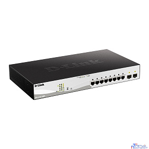 D-Link DGS-1210-10MP/FL2A Управляемый L2 коммутатор с 8 портами 10/100/1000Base-T и 2 портами 1000Base-X SFP (8 портов PoE 802.3af/at, PoE-бюджет 130 Вт)