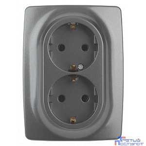Эра Б0036448 12-2108-12  Розетка 2X2P+E Schuko со шторками, 16A-250В, IP20, Эра12, графит