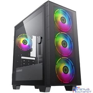 Gamemax Aero Mini mATX case, black, w/o PSU, w/1xUSB3.0+1xUSB2.0, w/3x12cm ARGB front fans GMX-12-Rainbow-D), w/1x12cm ARGB rear fan (GMX-12-Rainbow-D)
