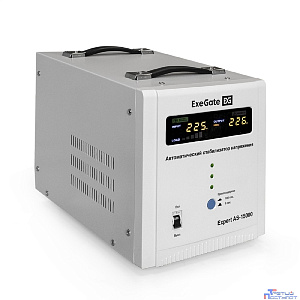 Exegate EX291768RUS Стабилизатор напряжения ExeGate Expert AS-15000 (15000ВА, вход 140-260В, цветной дисплей, выход 220В±8%, КПД 98%, 5 уровней защиты, задержка, усиленный метал. корпус, клем.колодка,