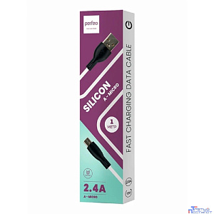PERFEO Кабель USB A вилка - Micro USB вилка, 2.4A, белый, силикон, длина 1 м., SILICON (U4026)