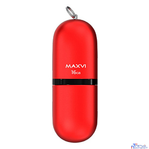 Maxvi USB Drive 16GB SF red, монолит с колпачком, soft touch, USB 2.0