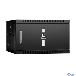 Cabeus SH-05F-6U60/60m-BK Шкаф телекоммуникационный настенный 19" 6U 600x600x368mm (ШхГхВ) дверь металл, цвет черный (RAL 9004)