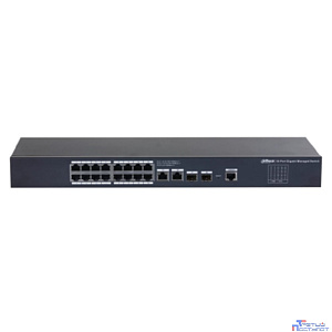 DAHUA DH-SG4020 20-портовый управляемый коммутатор, уровень L2, 18xRJ45 1Gb, 2xRJ45 1Gb uplink, коммутация 56 Гбит/с, MAC-таблица 8K, металл