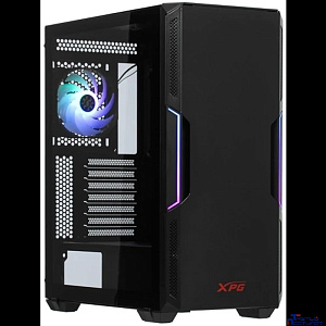 XPG STARKER BLACK (STARKER-BKCWW) (Midi-Tower, черный, TG, 120mm ARGB fan + 120mm fan)