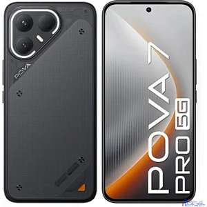 Tecno Pova 7 Pro 5G 256Gb 12Gb черный моноблок 3G 4G 2Sim 6.78" 1224x2720 Android 15 64Mpix 802.11 a/b/g/n/ac/ax NFC GPS GSM900/1800 Protect