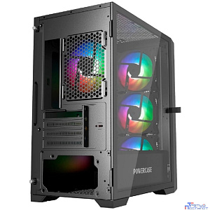 Powercase Alisio Micro X4B V2, Tempered Glass, 4х 120mm ARGB fans, ARGB HUB, чёрный, mATX  (CAMCXB-A4)