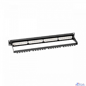 NTSS Патч-панель NTSS PREMIUM 1U 24 порта RJ45  UTP cat.5е, AL, Dual IDC с органайзером NTSS-PP2-PM-1U-24-UTP-RJ45-5e-D
