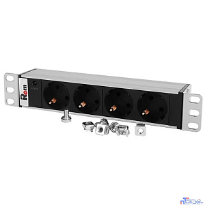 REM Блок розеток Rem-10 без шнура с инд., 4 Schuko, вход IEC 60320 C14, 10A, алюм., 10" (R-10-4S-I-220-Z)