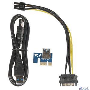 Espada Переходник/удлинитель (Riser) PCI-Ex1 (M) -> PCI-Ex16 (F)(ver009s), с питанием, 80cm (EPCIeKit) (43370)