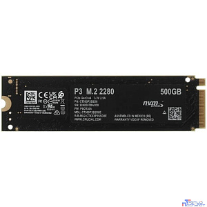SSD M.2 Crucial 500Gb P3 <CT500P3SSD8> (PCI-E 3.0 x4, up to 3500/1900MBs, 3D NAND, NVMe, 110TBW, 22х80mm)