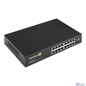 Exegate EX298695RUS Коммутатор неуправляемый ExeGate EDGS-1016D (16-портовый гигабитный UTP 10/100/1000 Base-T, металлический корпус, с возможностью установки в стойку, с функцией энергосбережения (EE