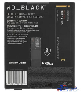 WD SSD Black SN770 NVMe, 2.0TB, M.2(22x80mm), NVMe, PCIe 4.0 x4, 3D TLC, R/W 5150/4850MB/s, IOPs 650 000/800 000, TBW 1200, DWPD 0.3 (12 мес.)