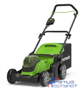 Greenworks G24X2LM41K2x Газонокосилка аккумуляторная, 2*24V, 41 см, с 2хАКБ 4Ач и ЗУ [2512607UD]