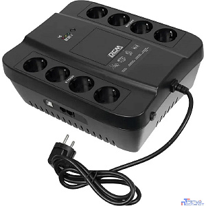 PowerCom SPD-850U ИБП {Line-Interactive, 850VA / 510W, Tower, Schuko, USB} (688276)