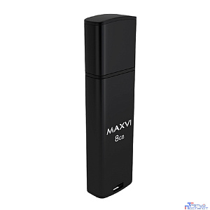 Maxvi USB Drive 8GB MP2 black, монолит с колпачком, ABS пластик + металл, USB 2.0 FD8GBUSB20C10MP2