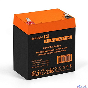 Exegate EX285951RUS Аккумуляторная батарея ExeGate HR 12-5.8 (12V 5.8Ah 1223W, клеммы F2)