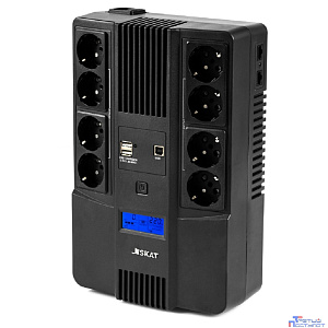 ИБП Бастион SKAT-UPS 1000-AID-IN-1x9-8 {Line-interactive, 1000/600Вт, LCD-дисплей, USB/ RJ-45, АКБ 1х 9Ач, сверху ЕВРО 4+4, реестр МПТ} (8934)