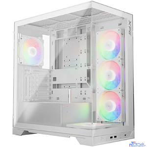 XPG INVADER X WHITE (INVADERXMT-WHCWW) Mid-Tower Gaming ATX PC Case with Panoramic View, Tempered Glass Panels, and RGB Lighting Black